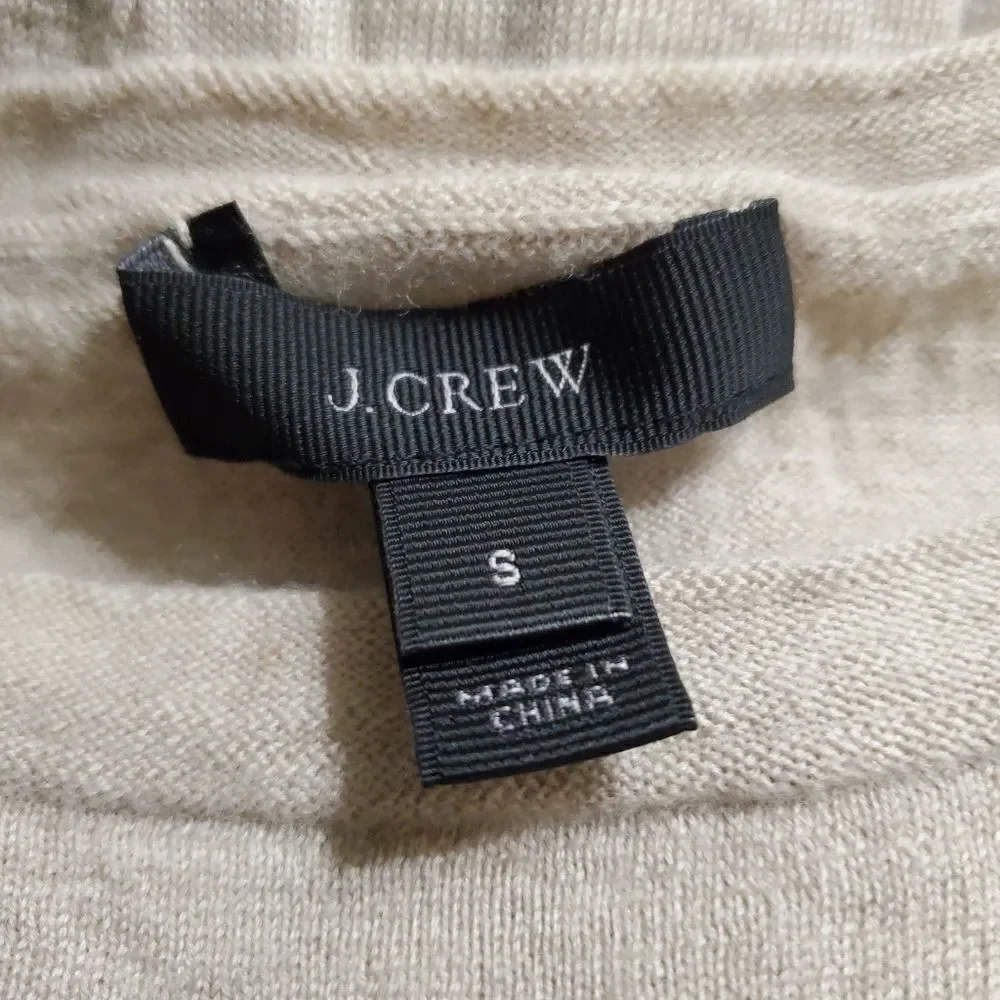 J. Crew Tan Merino Wool Sweater with Zippered Shoulders (S)